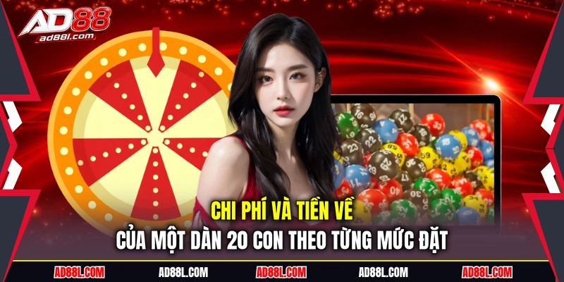Chi phí và tiền về của một dàn 20 con theo từng mức đặt