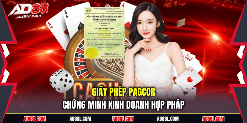 Giấy phép PAGCOR chứng minh kinh doanh hợp pháp
